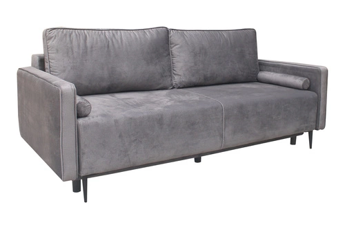 Sofa rozkładana Arosa z funkcją spania do salonu, 2-osobowa, aksamitna szara ciemna Intesi