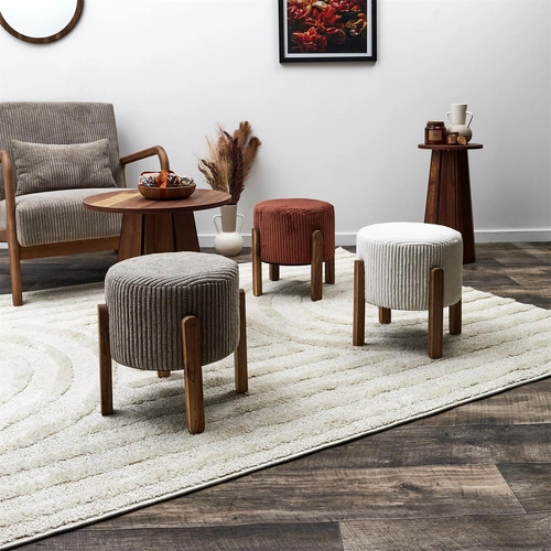 Stołek tapicerowany Scott sztruksowy terracotta boho do salonu