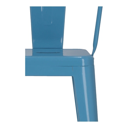 Hoker Paris Back 75 cm niebieski metalowy z oparciem do kuchni i wyspy loftowy D2.DESIGN