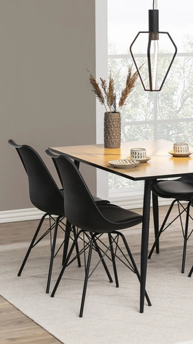 Krzesło do jadalni Eris PP Actona czarne nowoczesne z tworzywa i ekoskóry łatwe czyszczenie