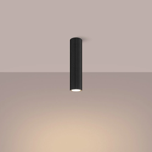 Plafon sufitowy czarny KARBON 30 minimalistyczny aluminiowy do salonu i sypialni SOLLUX