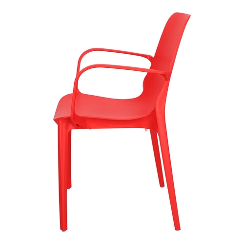 Krzesło ogrodowe z podłokietnikami Ginevra SCAB Design czerwone, sztaplowane nowoczesne z tworzywa