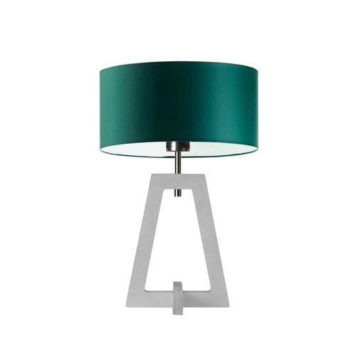 Lampka nocna Clio glamour z zielonym abażurem i białą drewnianą podstawą do sypialni LYSNE