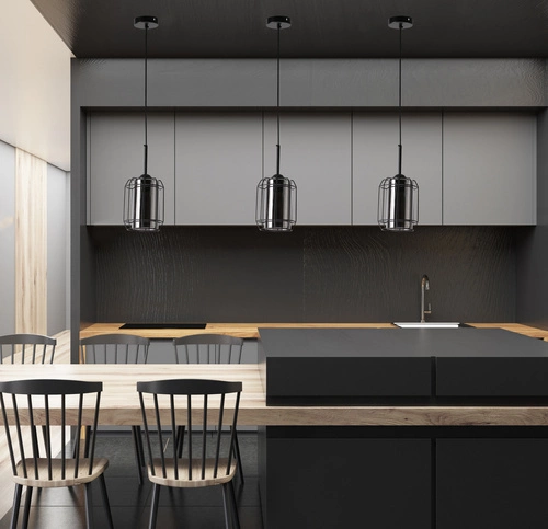 Lampa wisząca Jonera nowoczesna czarna szklana do salonu i sypialni z dymionym kloszem