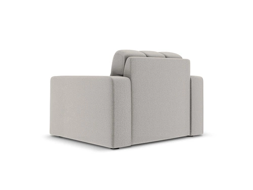 Fotel uszak Justin Light Grey Structured Fabric do salonu welur glamour z podłokietnikami szary