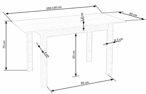 Stół rozkładany Nigot do jadalni i kuchni nowoczesny dąb wotan czarne nogi 100-135x60 cm