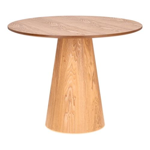 Stół okrągły Soleilo 80 cm naturalny dąb na jednej nodze do salonu i kawiarni Intesi