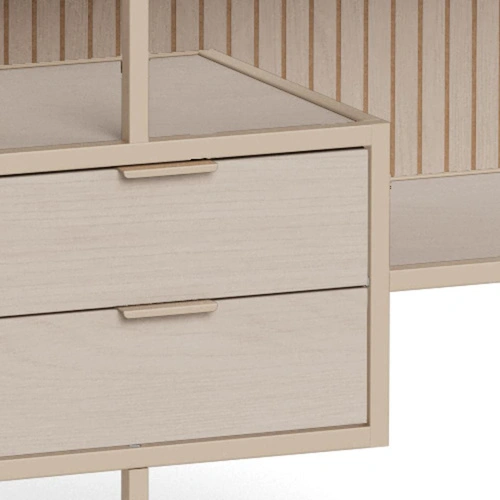 Regał loftowy Seaford V Actona na książki z szufladami kaszmir