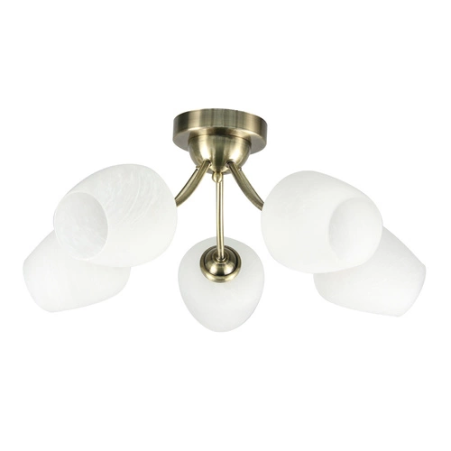 Lampa sufitowa Zina patynowy 5x40 E27  klosz biały