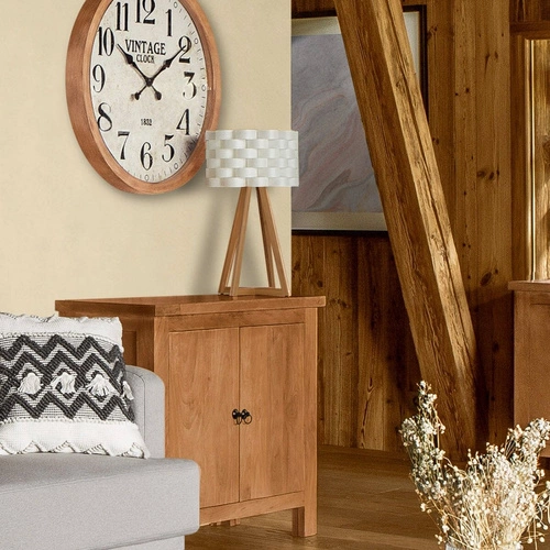 Lampka nocna do sypialni Moki biała bambusowa nowoczesna lampa stołowa Atmosphera 30,5 cm