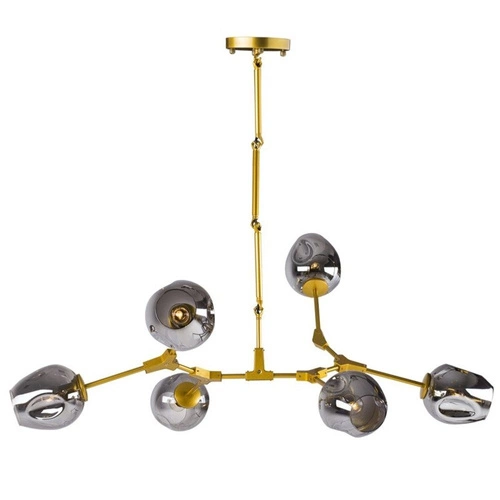 Lampa wisząca MODERN ORCHID-6 szklana złoto szara 130 cm do salonu nad stół