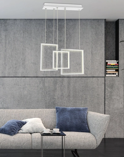 Lampa wisząca LED Keos biała nowoczesna 36W do salonu, kuchni, nad stół