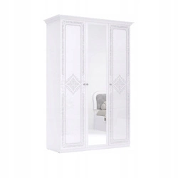 Szafa 3-drzwiowa z lustrem Diamante biały połysk nowoczesna do sypialni 147 cm