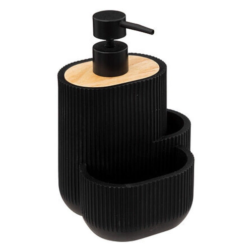 Dozownik na płyn do naczyń Blackwood czarny z gąbką i szczotką do kuchni 5five