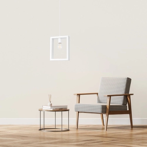 Lampa wisząca ARIES biała skandynawska do salonu i jadalni z regulacją wysokości