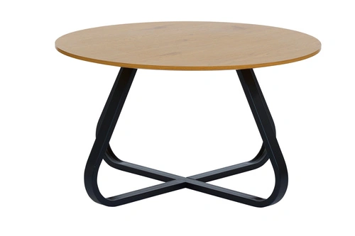 Okrągły stolik kawowy Resul 80 cm dębowy czarny nowoczesny loft do salonu