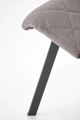Krzesło tapicerowane Fenri szare do jadalni nowoczesne pikowane na czarnych metalowych nogach