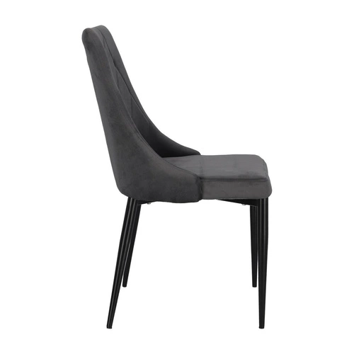 Krzesło Magnat tapicerowane welur szary glamour na czarnych metalowych nogach do jadalni Intesi