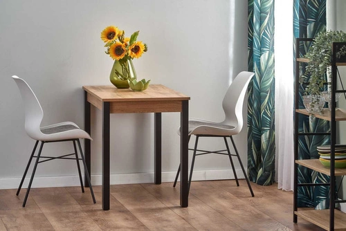 Stół rozkładany Nigot do jadalni i kuchni nowoczesny dąb wotan czarne nogi 100-135x60 cm