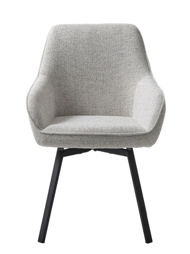 Krzesło do jadalni Alma tapicerowane boucle z podłokietnikami białe