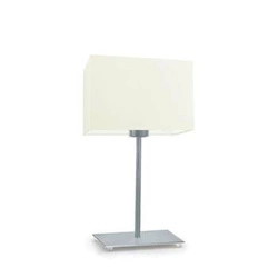 Lampka nocna do sypialni nowoczesna z abażurem ecru Amalfi LYSNE srebrna 40 cm