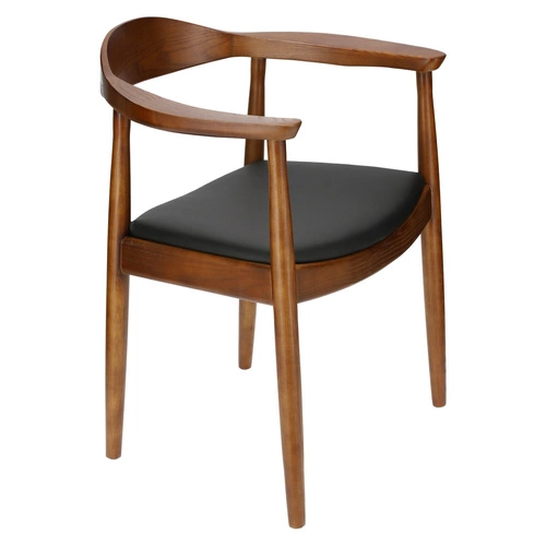 Krzesło drewniane President D2.DESIGN do jadalni z podłokietnikami retro tapicerowane eco skóra