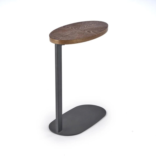 Stolik kawowy Omin nowoczesny owalny orzechowy czarny metalowy do salonu Intesi 58 cm