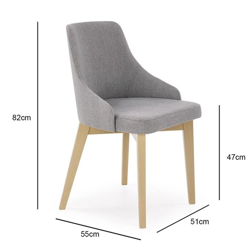 Krzesło tapicerowane Arman Intesi do jadalni skandynawskie drewniane szare jasne