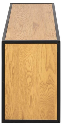 Nowoczesna półka ścienna na książki Seaford III dąb/czarny loftowa 95 cm Actona