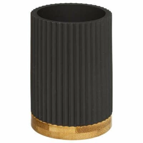 Kubek na szczoteczki do zębów Modern bambusowy nowoczesny grafitowy do łazienki 5five