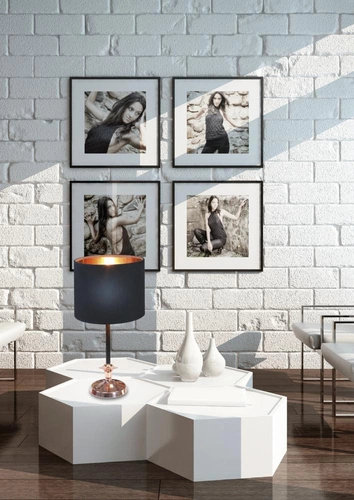 Lampka nocna Violino nowoczesna czarna z miedzianym abażurem do sypialni i salonu CANDELLUX