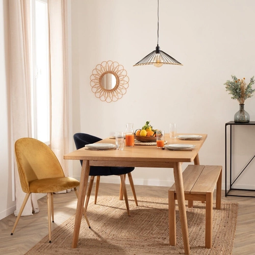 Krzesło tapicerowane Slano Atmosphera żółte nowoczesne do jadalni i salonu na czarnych nogach