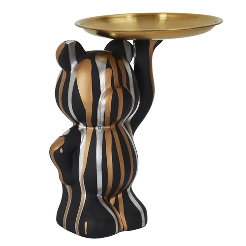 Figurka dekoracyjna Deco Bear czarna z tacą nowoczesna do salonu lub na prezent Intesi