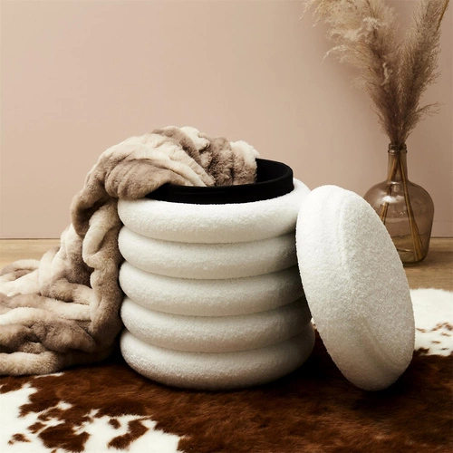 Pufa Freya z funkcją przechowywania biała outlet