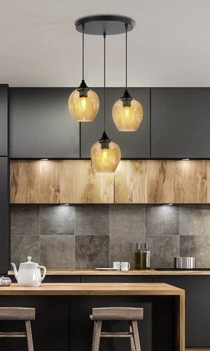 Aspa nowoczesna lampa wisząca szklana 3-punktowa brązowa do salonu i jadalni