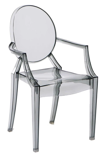 Krzesło Royal Ghost inspirowane Louis Ghost szare sztaplowane do salonu i ogrodu D2.DESIGN