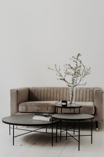 Stolik kawowy okrągły Tre 900 czarny nowoczesny metalowy do salonu NORDIFRA 90 cm