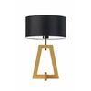 Lampka nocna Clio czarna z abażurem glamour i dębową podstawą do sypialni lub salonu LYSNE