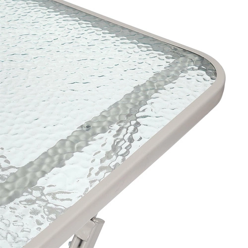 Stół ogrodowy składany Formentera nowoczesny szklany blat 110 cm beżowy do tarasu Intesi