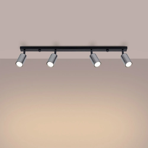 Plafon sufitowy WINX 4L czarny chrom nowoczesny do salonu kuchni sypialni jadalni SOLLUX