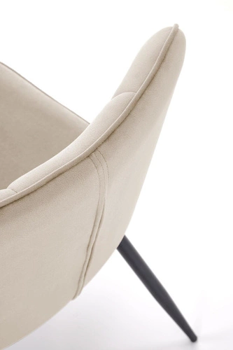 Krzesło tapicerowane welurowe Myanna beżowe do jadalni nowoczesne z oparciem