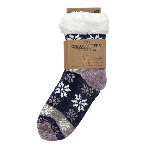 Skarpetki świąteczne ocieplane antypoślizgowe granatowe Intesi do domu prezent