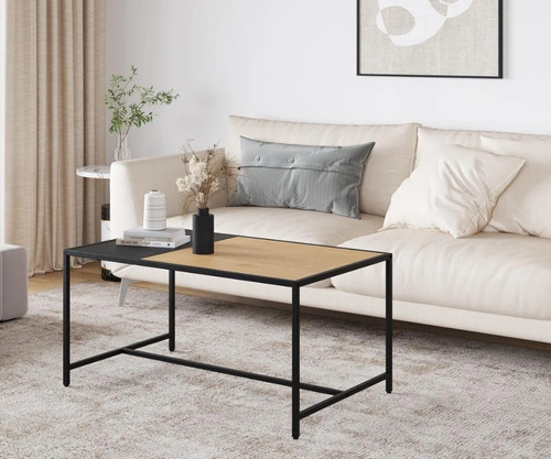 Altino stolik kawowy prostokątny dębowy loftowy czarny do salonu