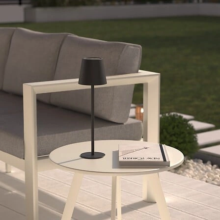 Lampka nocna LED Cody Atmosphera czarna nowoczesna dotykowa do ogrodu tarasu IP44 USB