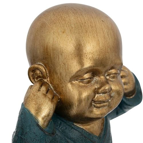 Zestaw 3 figurek dekoracyjnych Buddha Atmosphera złoty i niebieski do salonu lub na prezent