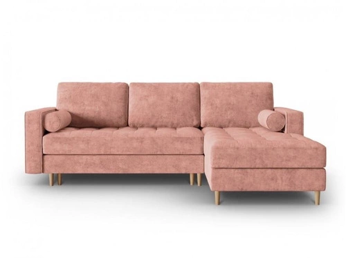 Narożnik z funkcją spania Gobi Pink Structured Fabric prawostronny