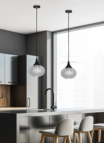 Lampa wisząca kula Exeter czarna szklana nowoczesna do salonu i jadalni 14,5 cm