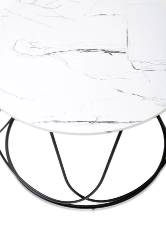 Stolik kawowy okrągły Jenna biały marmur 60 cm nowoczesny glamour do salonu Intesi