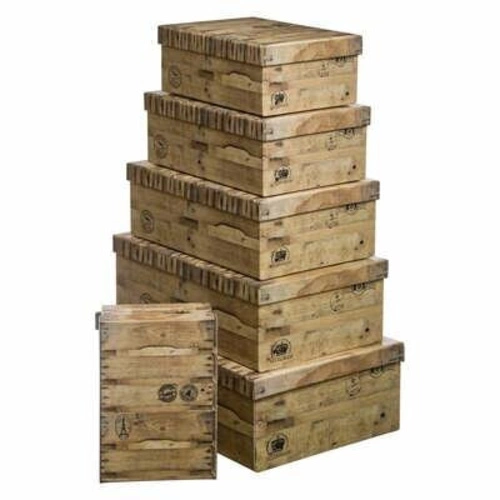 Zestaw 6 pudełek ozdobnych Voyage kartonowe dekoracyjne do garderoby loftowy styl