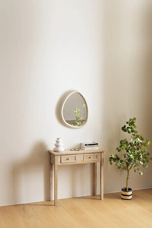 Lustro Chesni owalne kropla w białej ramie do przedpokoju 60x47 cm